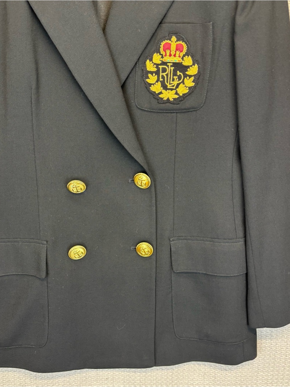 Vtg Ralph Lauren Women 10 P Double Breasted Blazer Bullion Crest Gold Buttons - Picture 5 of 9